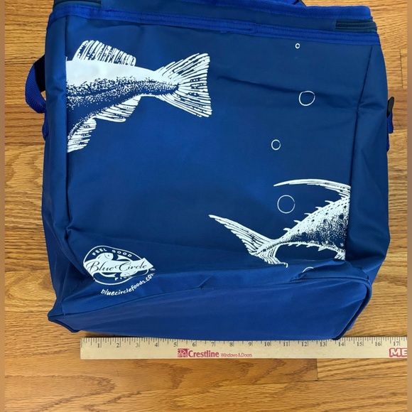 Reusable Insulated Bag Medium Blue Fish Detail “Smarter School of Fish” Tote New - Picture 7 of 8
